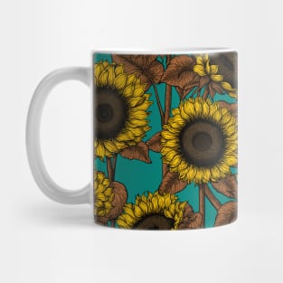 Sunflowers on turquoise Mug